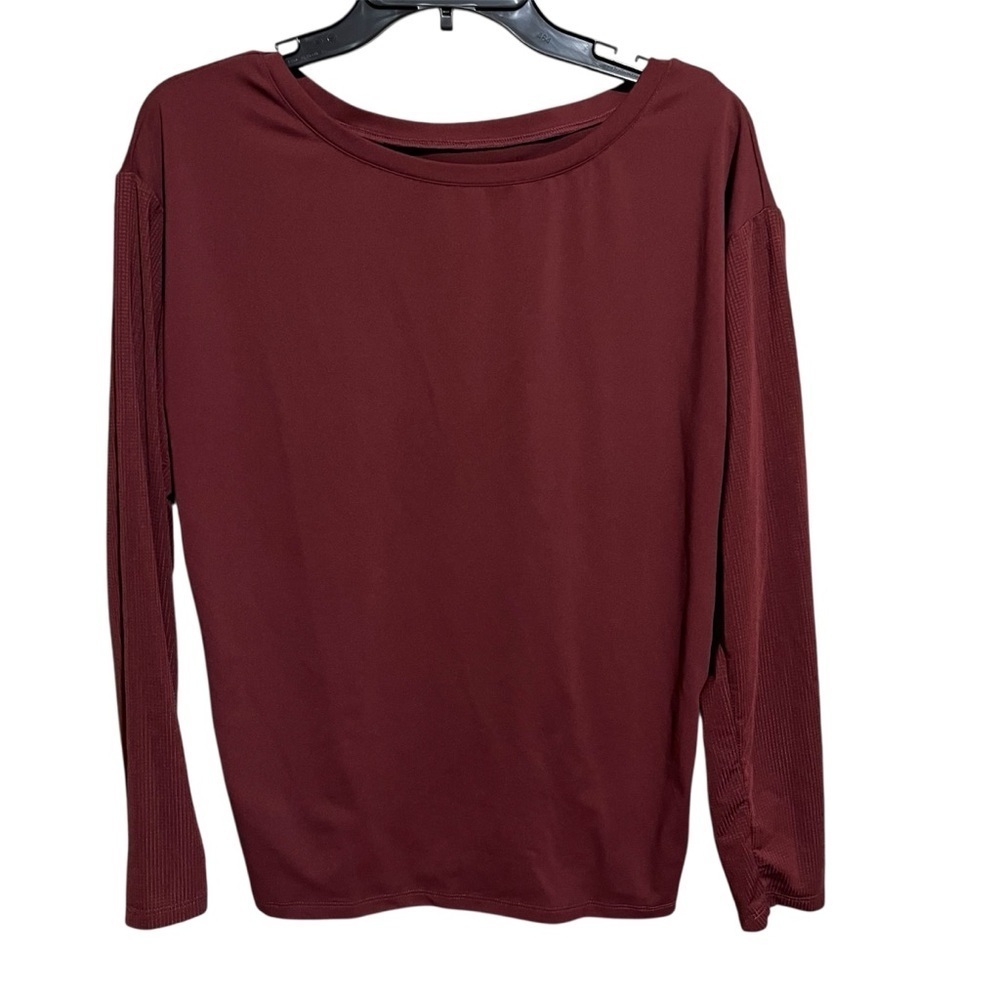 Fabletics Cashel Long Sleeve Cinched Back Top Shirt Women’s Size L Red Maroon